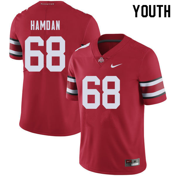 Youth Ohio State Buckeyes #68 Zaid Hamdan Red Authentic College Stitched Football Jersey 23HX045BZ